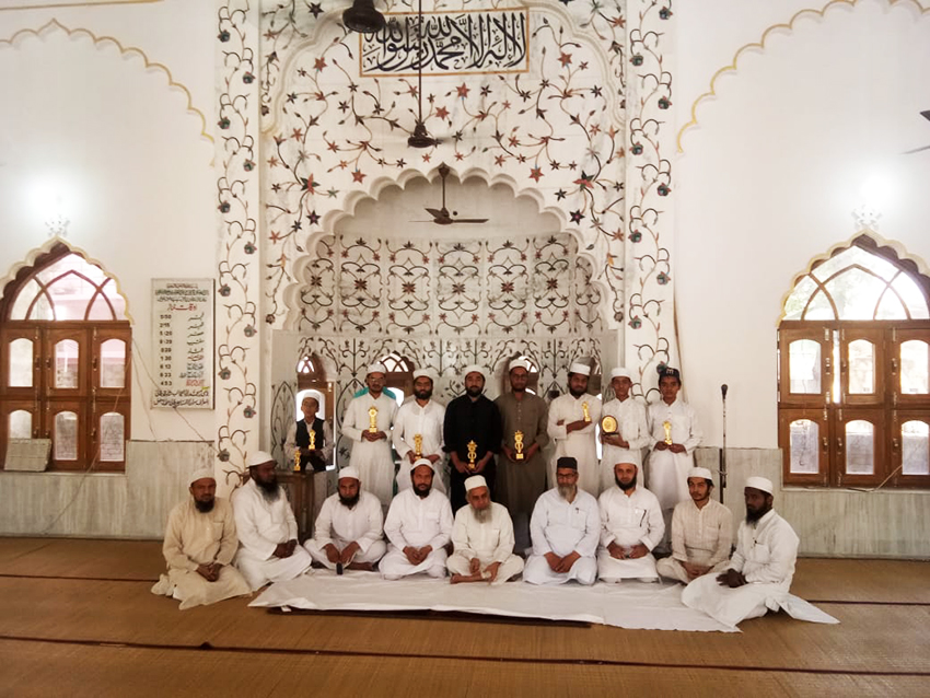 Teachers and students gathered in the main hall
