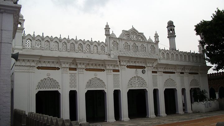 The white façade on a summer morning